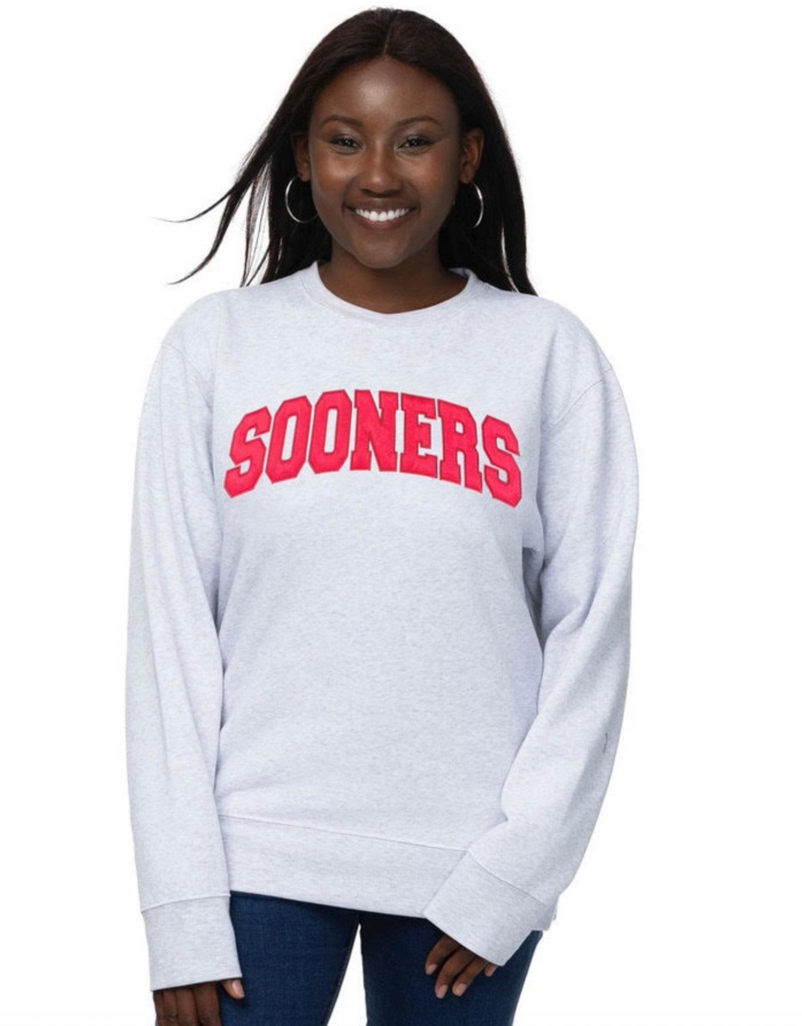 ZooZats Womens ZooZats Satin Sooner Ash Crewneck
