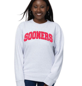 ZooZats Womens ZooZats Satin Sooner Ash Crewneck ZooZats Womens ZooZats Satin Sooner Ash Crewneck