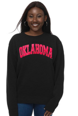 ZooZats Womens Satin Oklahoma on Black Crewneck ZooZats Womens Satin Oklahoma on Black Crewneck