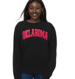ZooZats Womens Satin Oklahoma on Black Crewneck ZooZats Womens Satin Oklahoma on Black Crewneck