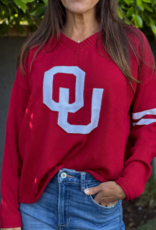 Newport Knits Womens Crimson OU V-Neck Sweater