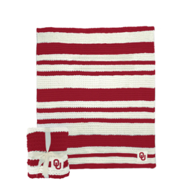 Logo Oklahoma Cable Knit Throw 50x60