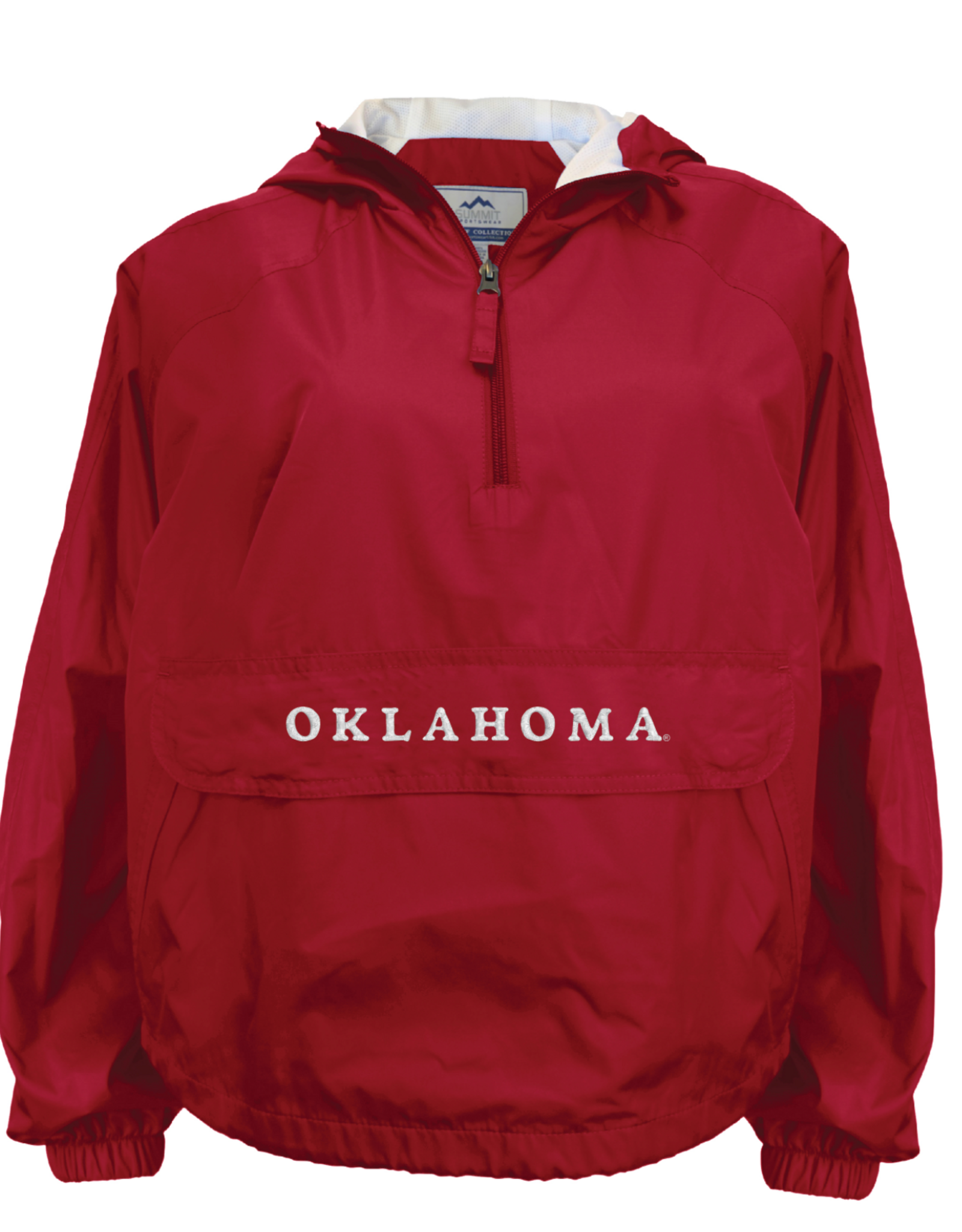 Summit Sportswear Crimson Oklahoma 1/4 Zip Rain Jacket with Pouch