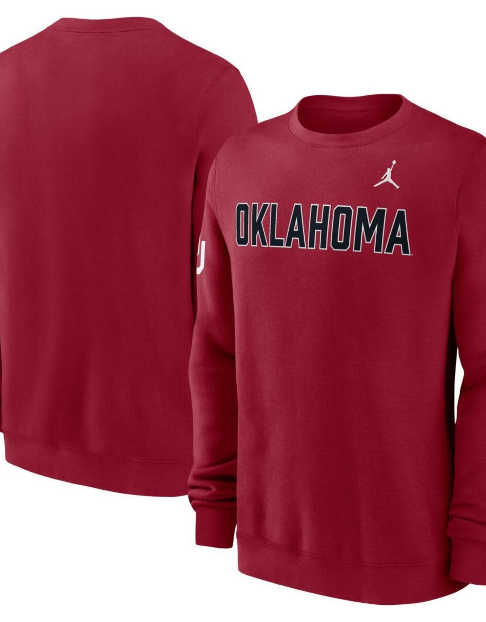 Jordan Mens Jordan Crimson Oklahoma Fleece Club Crew