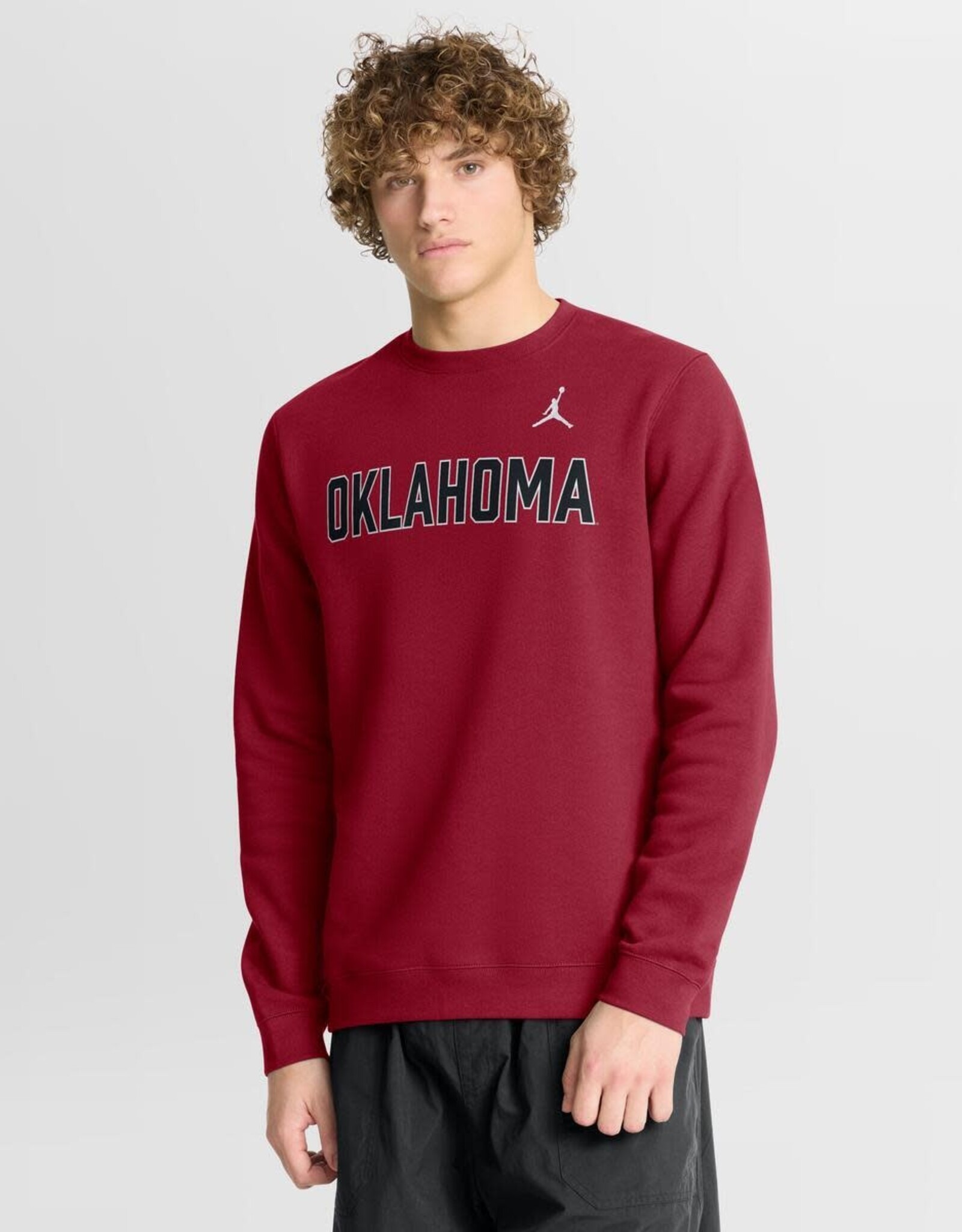 Jordan Mens Jordan Crimson Oklahoma Fleece Club Crew