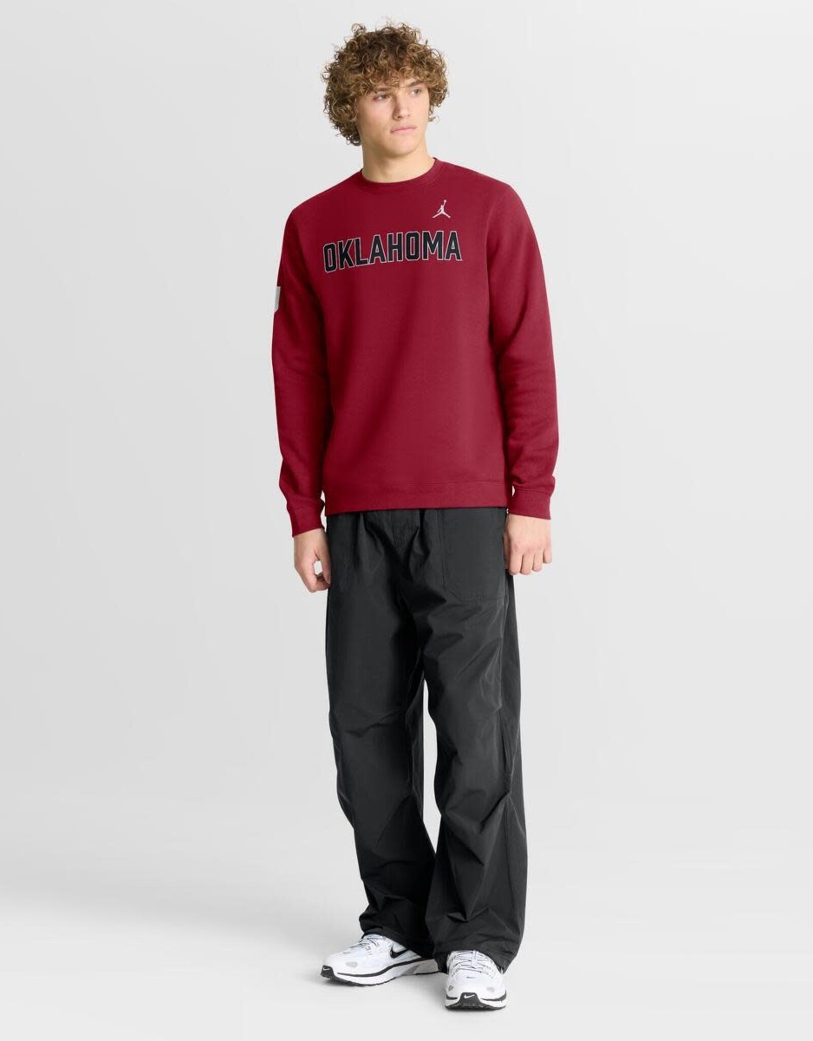 Jordan Mens Jordan Crimson Oklahoma Fleece Club Crew