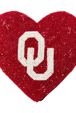 Fan Glam Crimson Heart OU Zip Top Coin Bag