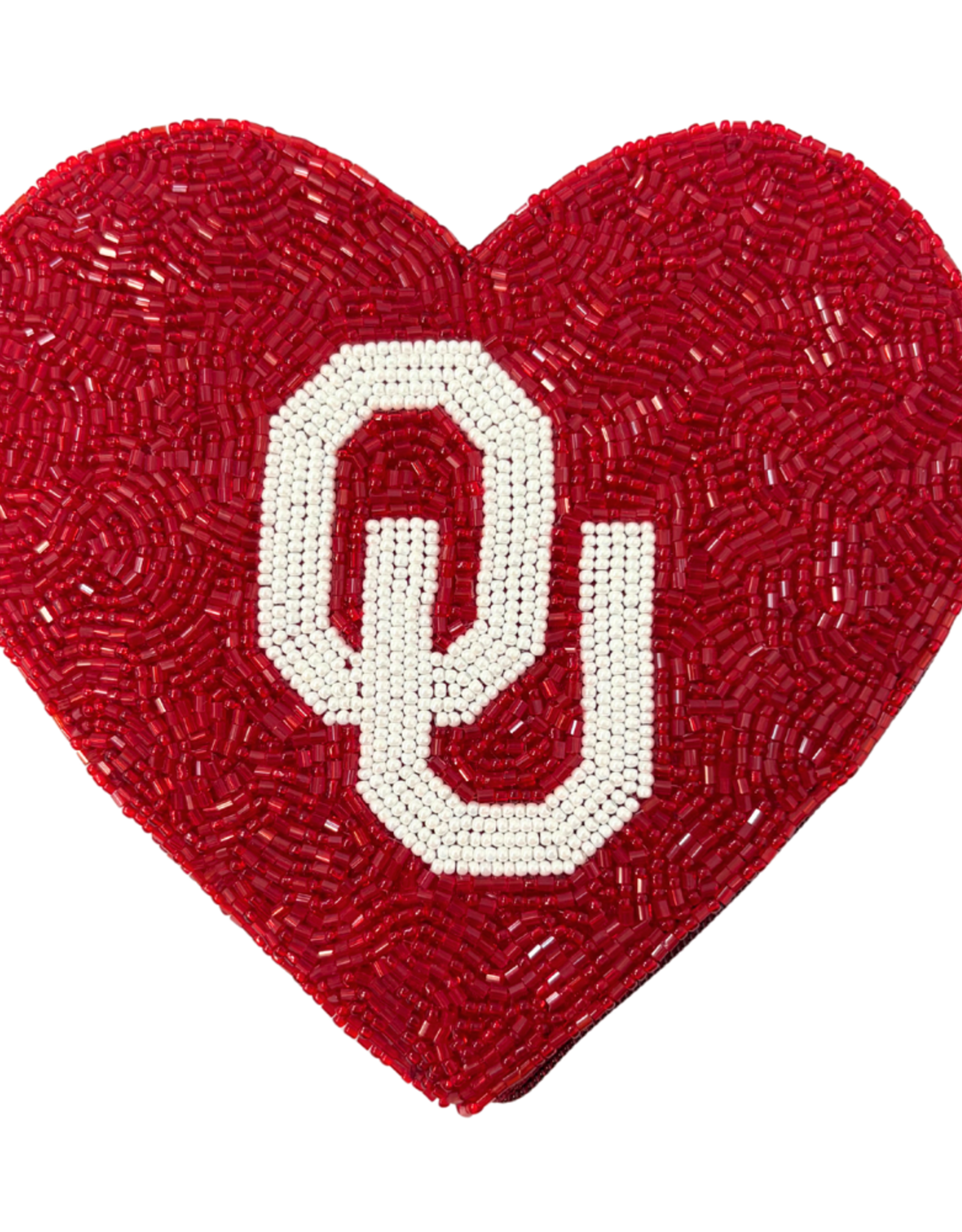 Fan Glam Crimson Heart OU Zip Top Coin Bag