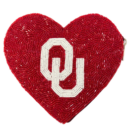 Fan Glam Crimson Heart OU Zip Top Coin Bag