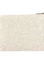 Fan Glam White Beaded OU Zip Top Coin Bag