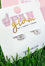 Fan Glam Silver State of Oklahoma Studs With OU Logo