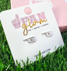 Fan Glam Silver State of Oklahoma Studs With OU Logo