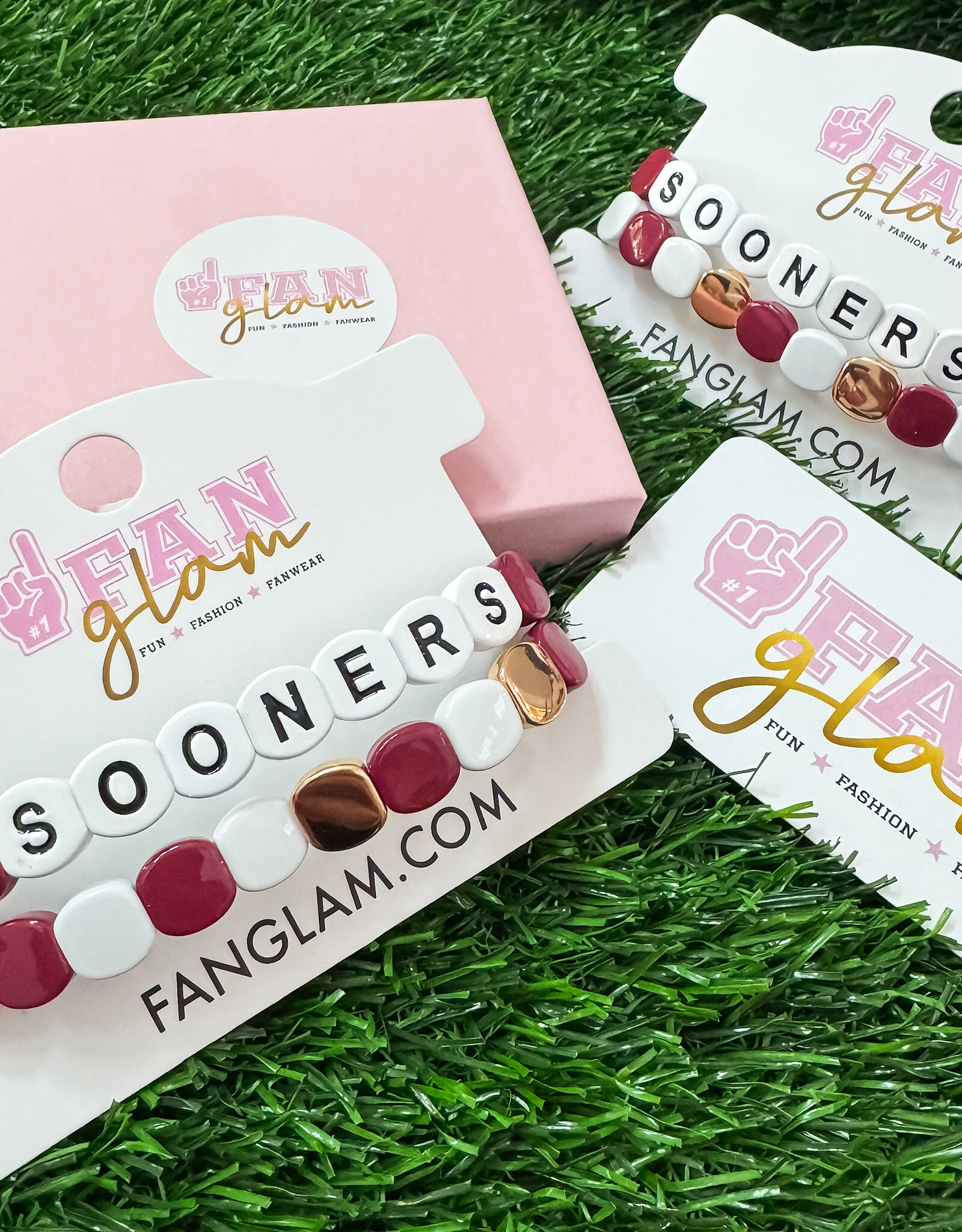 Fan Glam Sooners Hex Tile Bracelet Set