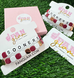 Fan Glam Sooners Hex Tile Bracelet Set