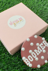 Fan Glam Crimson Boomer Button with Pearls