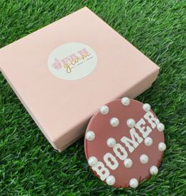 Fan Glam Crimson Boomer Button with Pearls