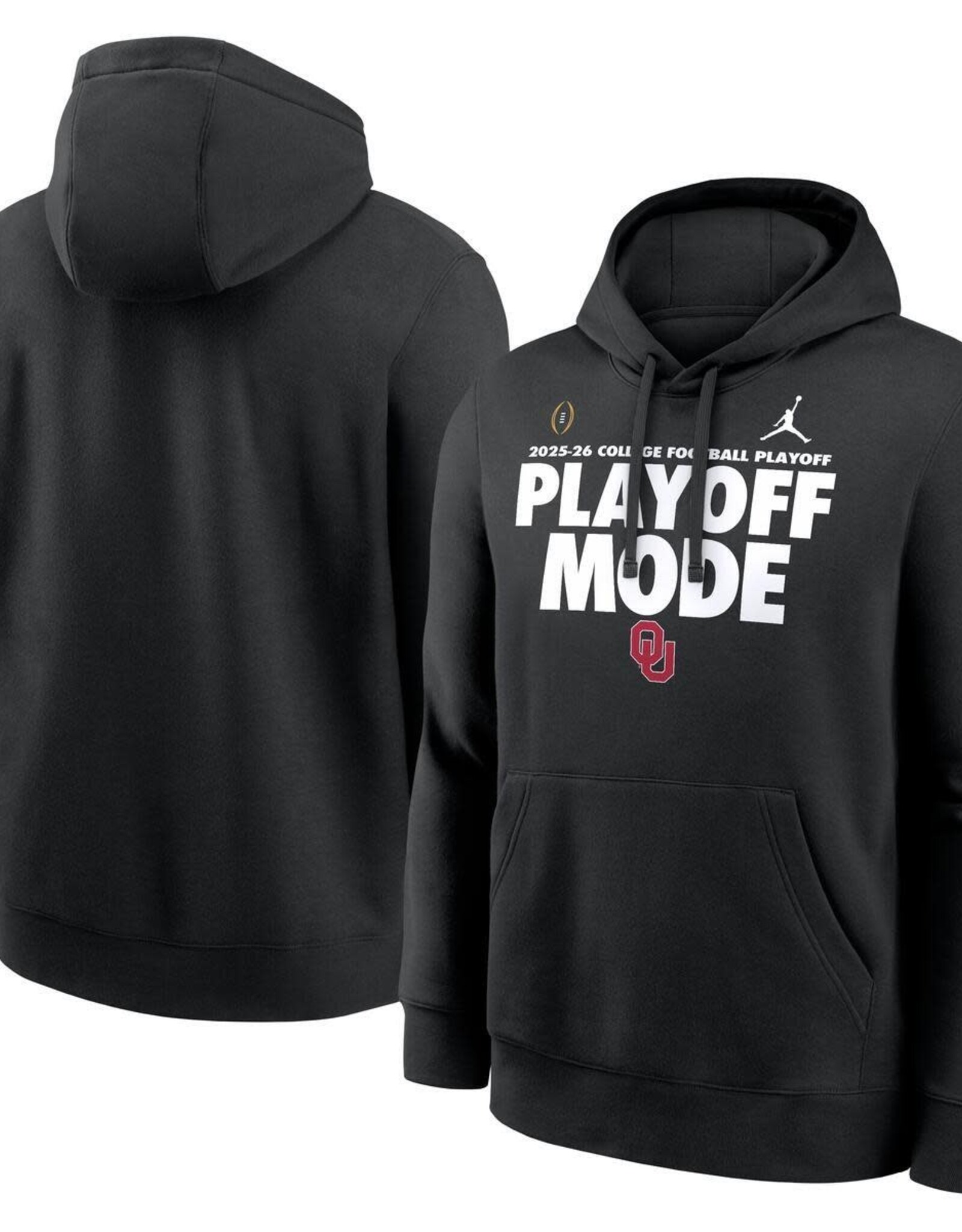 Jordan OU Black Playoff Mode Championship Drive Club Fleece Pullover Hoodie