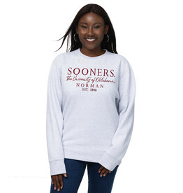 ZooZatz Women's Ash Gray Oklahoma Sooner Crewneck