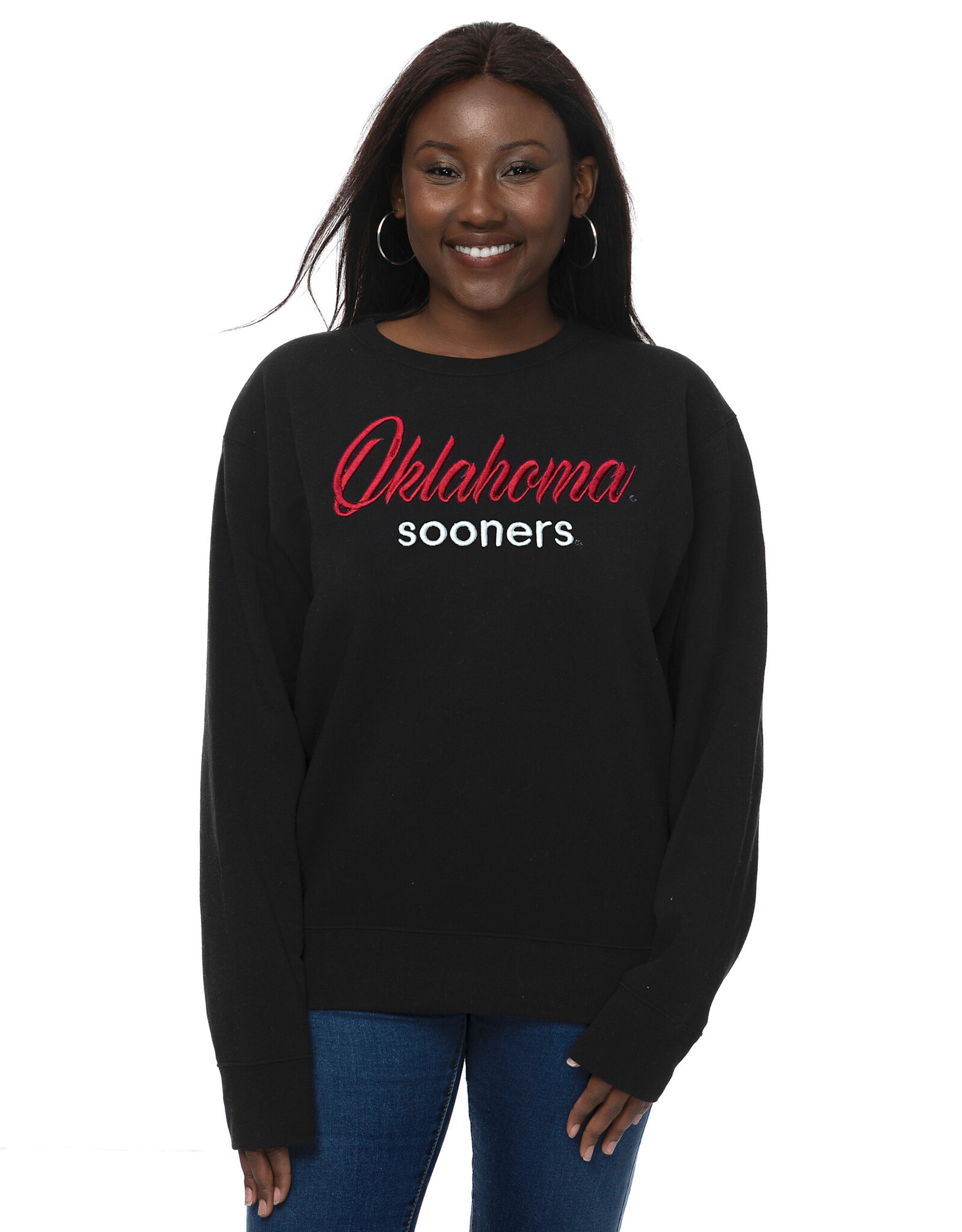 ZooZatz Womens Oklahoma Script Black Crew