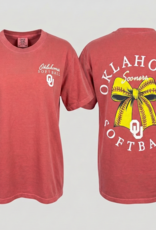 Comfort Colors Womens Oklahoma Sooners Softball Bow T-Shirt