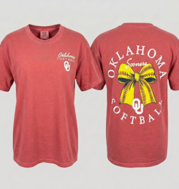 Comfort Colors Womens Oklahoma Sooners Softball Bow T-Shirt
