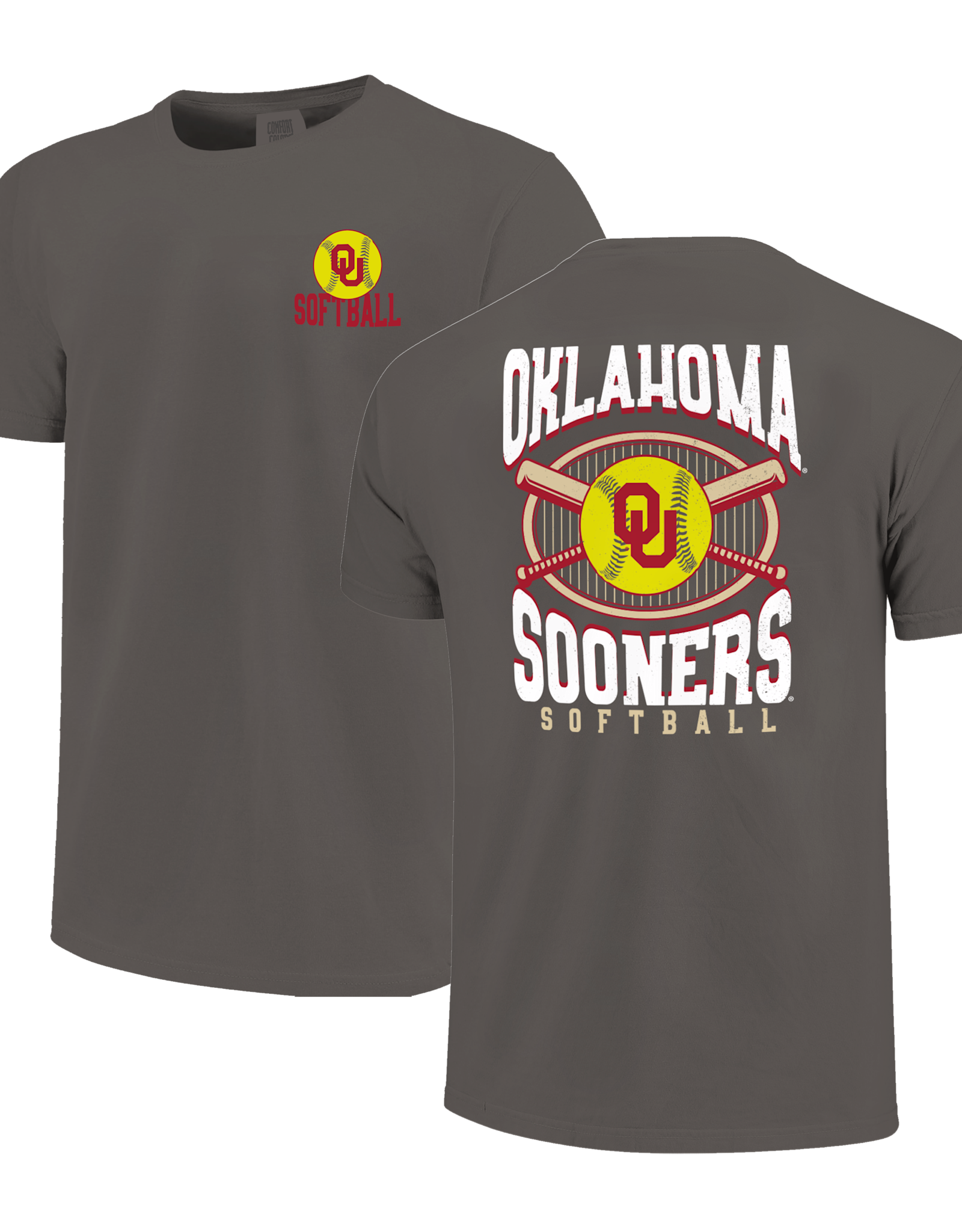 Image One Men's Grey OU Softball Pinstripe SS Tee