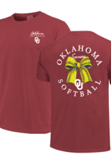 Comfort Colors Womens Oklahoma Sooners Softball Bow T-Shirt