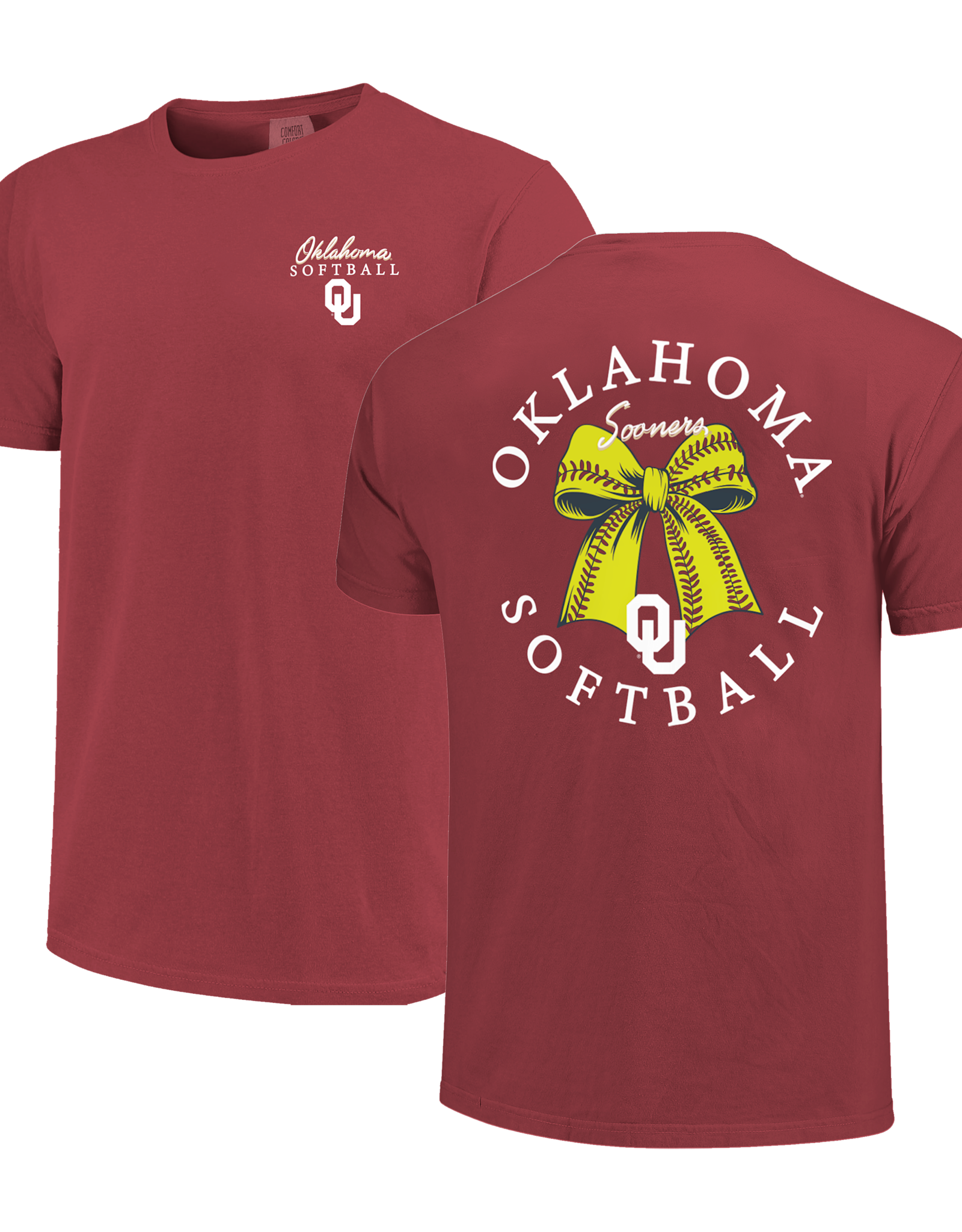 Comfort Colors Womens Oklahoma Sooners Softball Bow T-Shirt