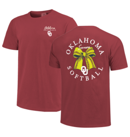 Comfort Colors Womens Oklahoma Sooners Softball Bow T-Shirt