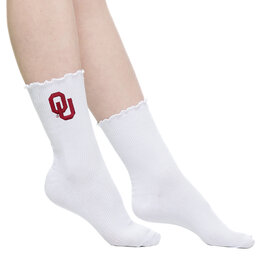 ZooZats Women's OU Lettuce Hem Socks