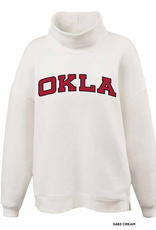Cream OKLA Mock Neck Sweatshirt