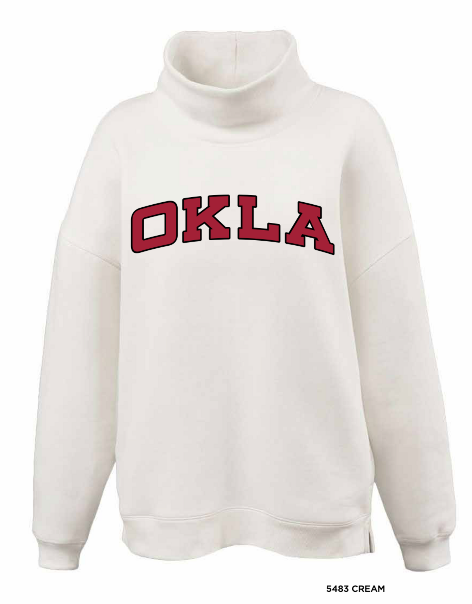 Cream OKLA Mock Neck Sweatshirt