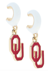 Canvas OU Sooners Enamel Logo Huggie Hoop Earrings