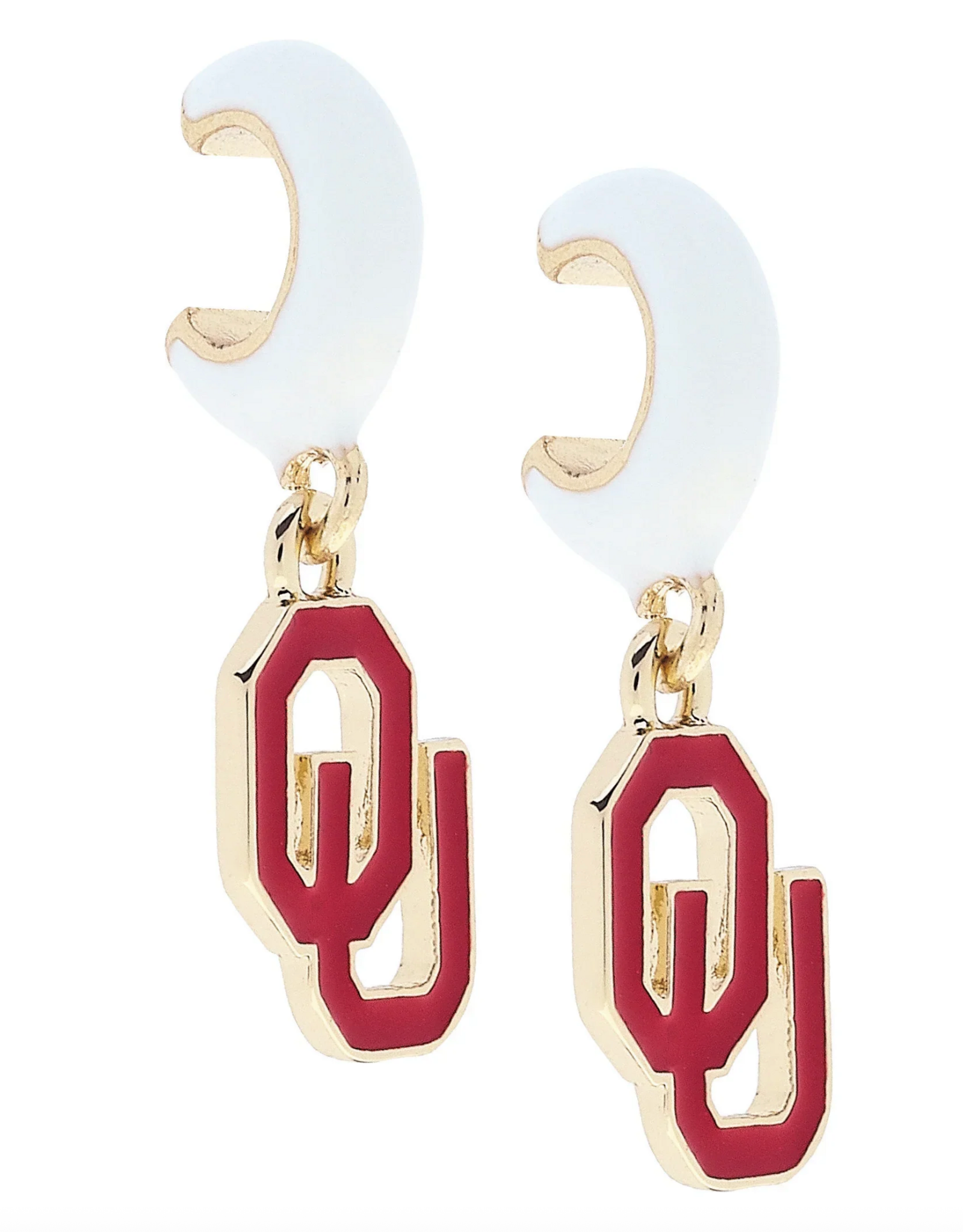 Canvas OU Sooners Enamel Logo Huggie Hoop Earrings