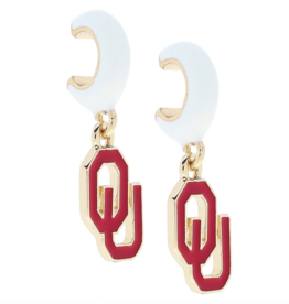Canvas OU Sooners Enamel Logo Huggie Hoop Earrings