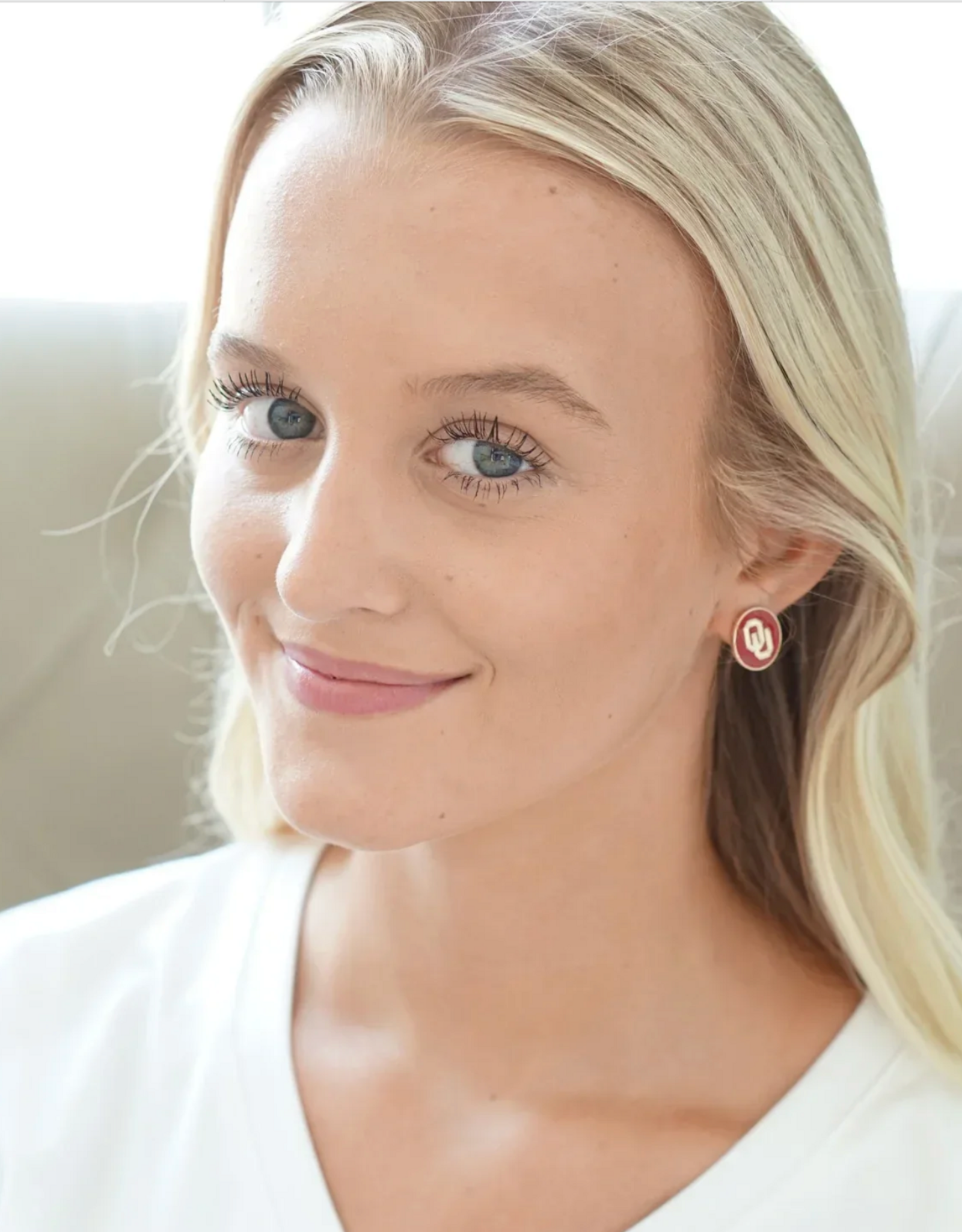 Canvas OU Logo Circle Stud Earrings