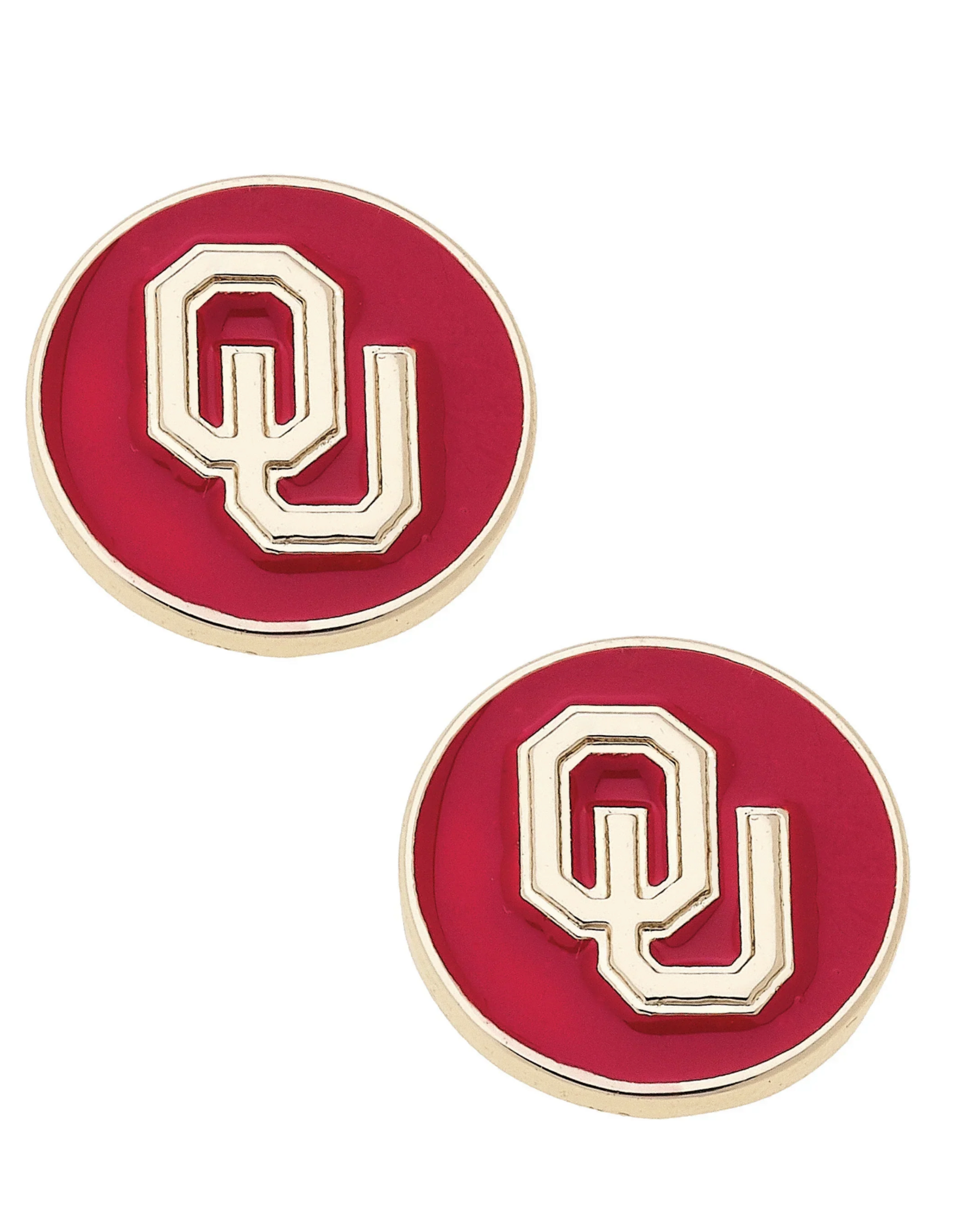 Canvas OU Logo Circle Stud Earrings