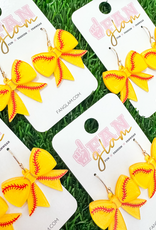 Fan Glam Softball Bow Acrylic Earrings