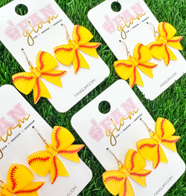 Fan Glam Softball Bow Acrylic Earrings