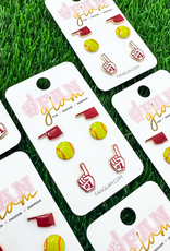 Fan Glam Set of 3 Softball Gameday Studs