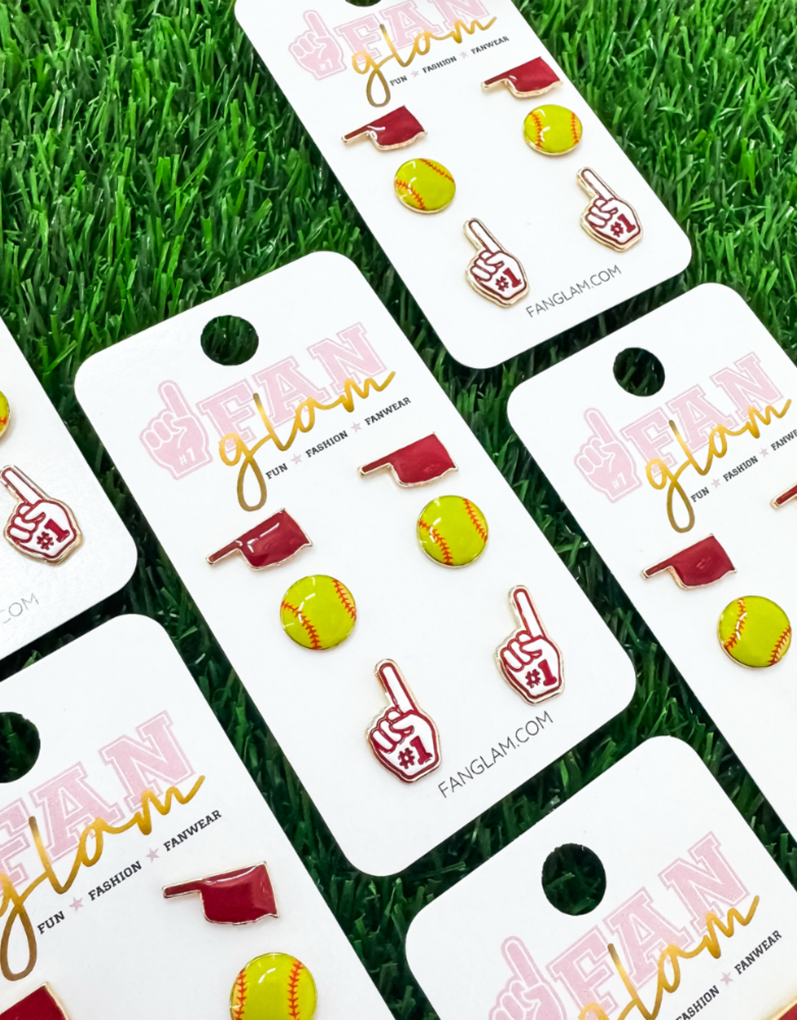 Fan Glam Set of 3 Softball Gameday Studs