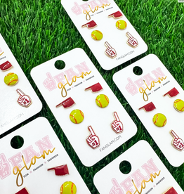 Fan Glam Set of 3 Softball Gameday Studs