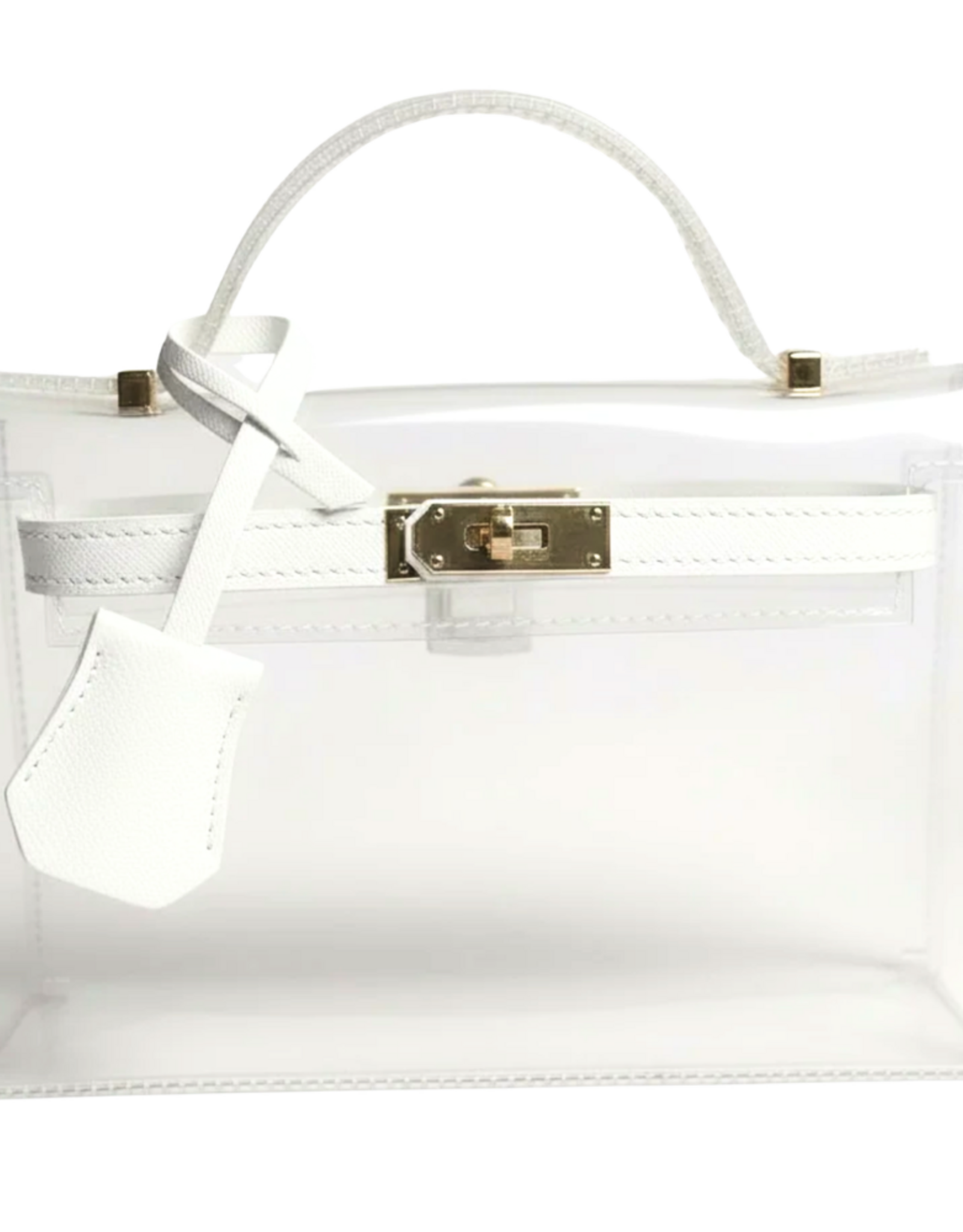 Fan Glam Monroe Top Handle Twist Lock Clear Handbag