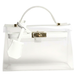 Fan Glam Monroe Top Handle Twist Lock Clear Handbag