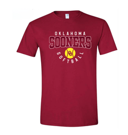 University Silkscreen Crimson Oklahoma Softball SS Tee