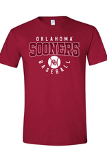 University Silkscreen Crimson Sooner Baseball SS Tee
