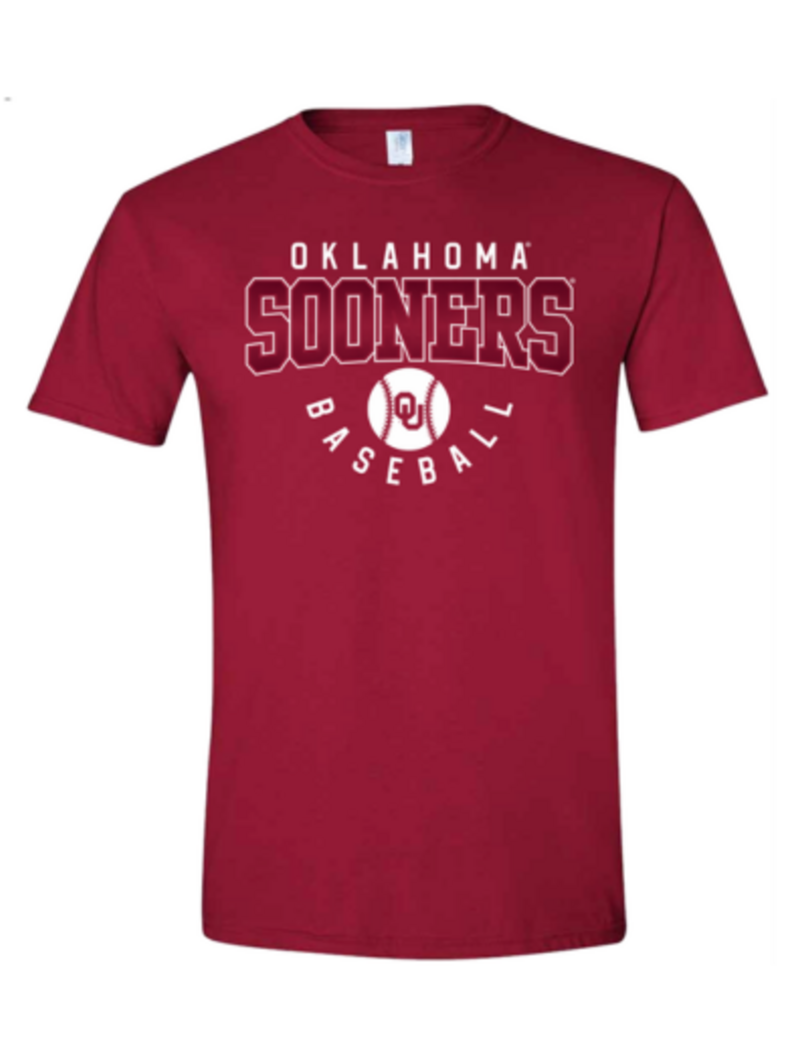 University Silkscreen Crimson Sooner Baseball SS Tee