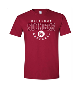 University Silkscreen Crimson Sooner Baseball SS Tee