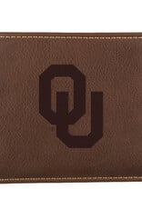 Jardine Embossed OU Antique Brown Leather Bi-Fold Wallet