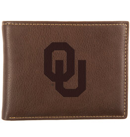 Jardine Embossed OU Antique Brown Leather Bi-Fold Wallet